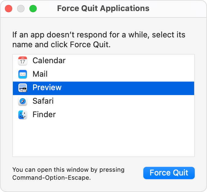 force quit application