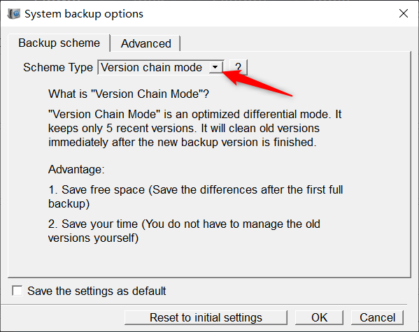 system backup mode