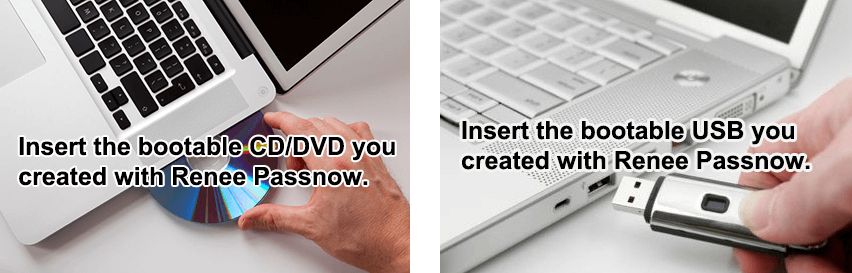 Booten Sie den Ziel-PC mit der erstellten Passwort-Reset-USB/CD/DVD.
