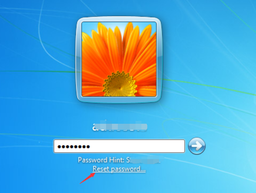 Schermata di login di Windows 7: fare clic su ripristina password