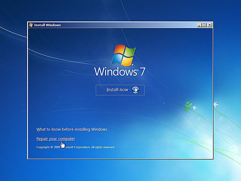 Perform a Startup Repair in Windows 7
