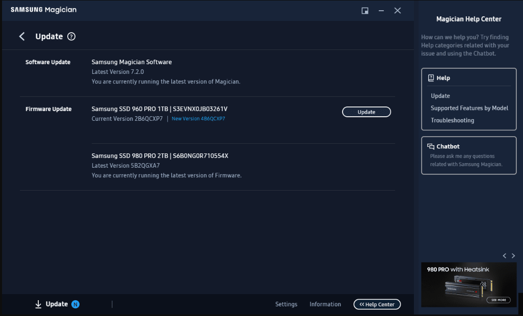Aggiornamento Firmware Samsung Magician