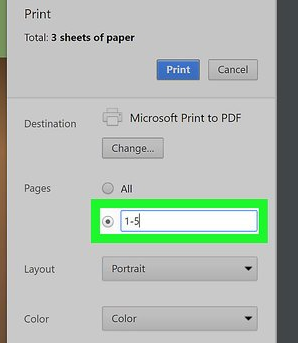 Chrome In the Pages field, enter the desired range