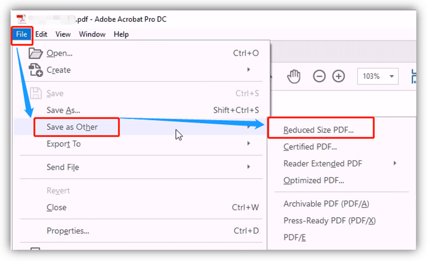 adobe acrobat save reduced size pdf