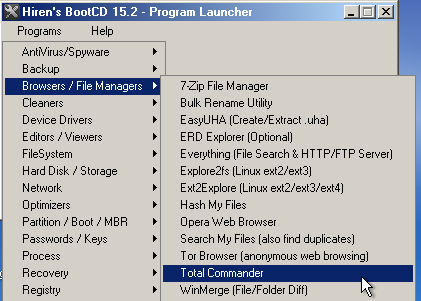 متصفح الملفات في Hiren’s BootCD PE