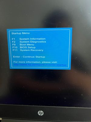 Menu di avvio HP