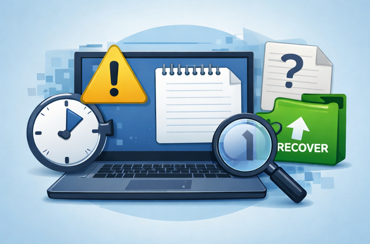 recover unsaved notepad files