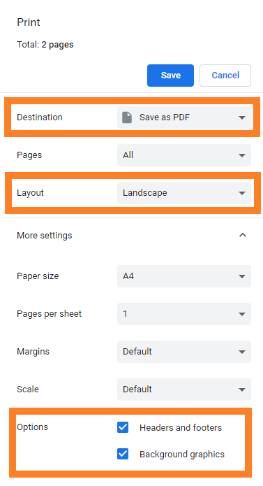 web browser save as PDF