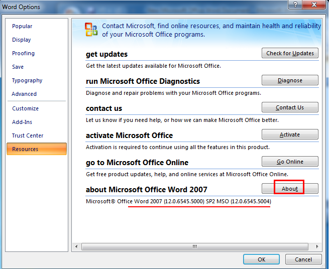 word 2007 version