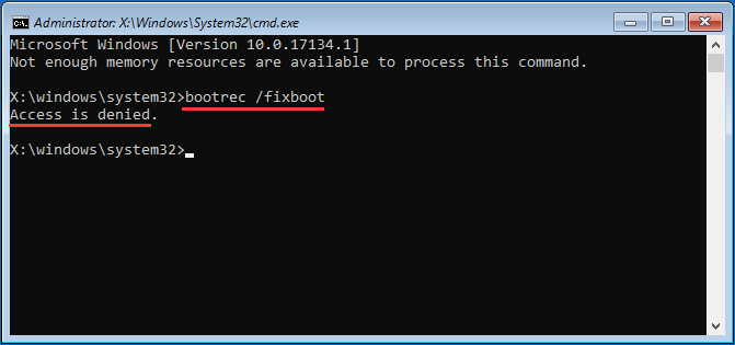 bootrec fixbot access is denied