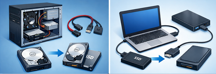 desktop pc and laptop clone