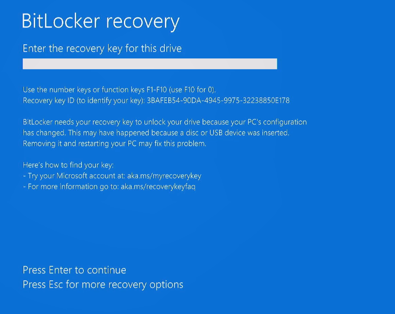 enter bitlocker recovery key