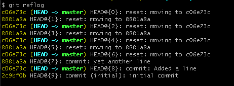 git reflog to find the commit