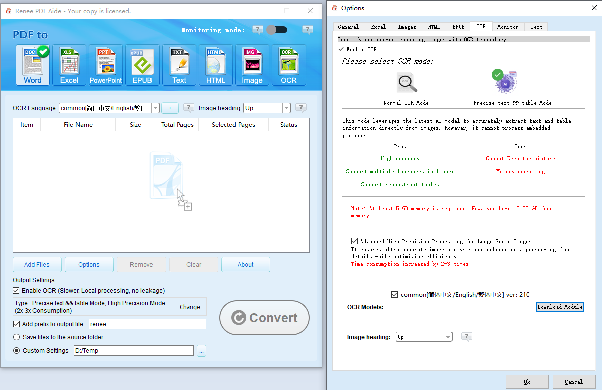 Renee PDF Aide PDF OCR with multi language AI models
