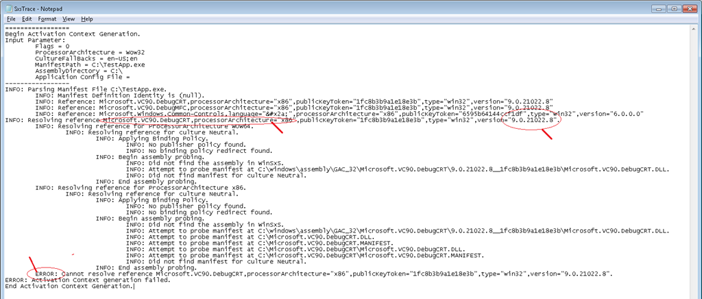 sxstrace exported text example