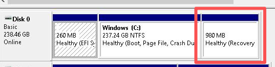 Windows Recovery Partition in Disk Management