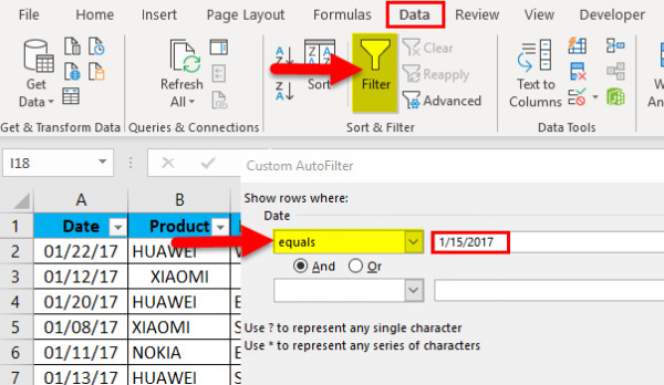 Data > Filter Filter the first column for the repeated in Excel