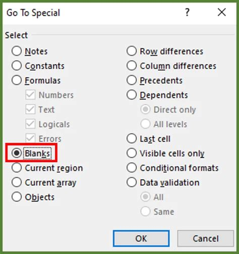 go to special, blanks